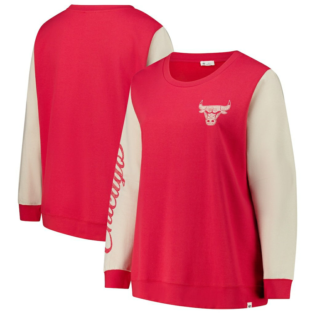 Chicago Bulls '47 Women's Plus Size Oversized Rise Andie Pullover Sweatshirt Red
