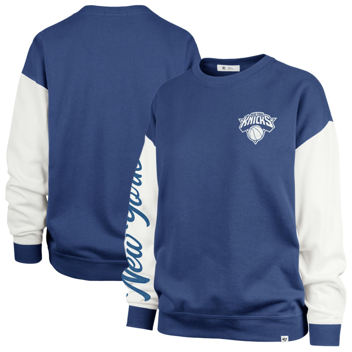 New York Knicks '47 Women's Plus Size Oversized Rise Andie Pullover Sweatshirt Blue