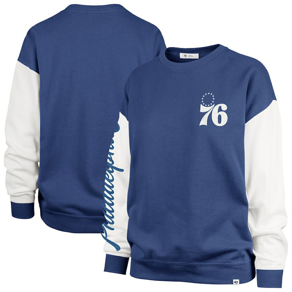 Philadelphia 76ers '47 Women's Plus Size Oversized Rise Andie Pullover Sweatshirt Royal