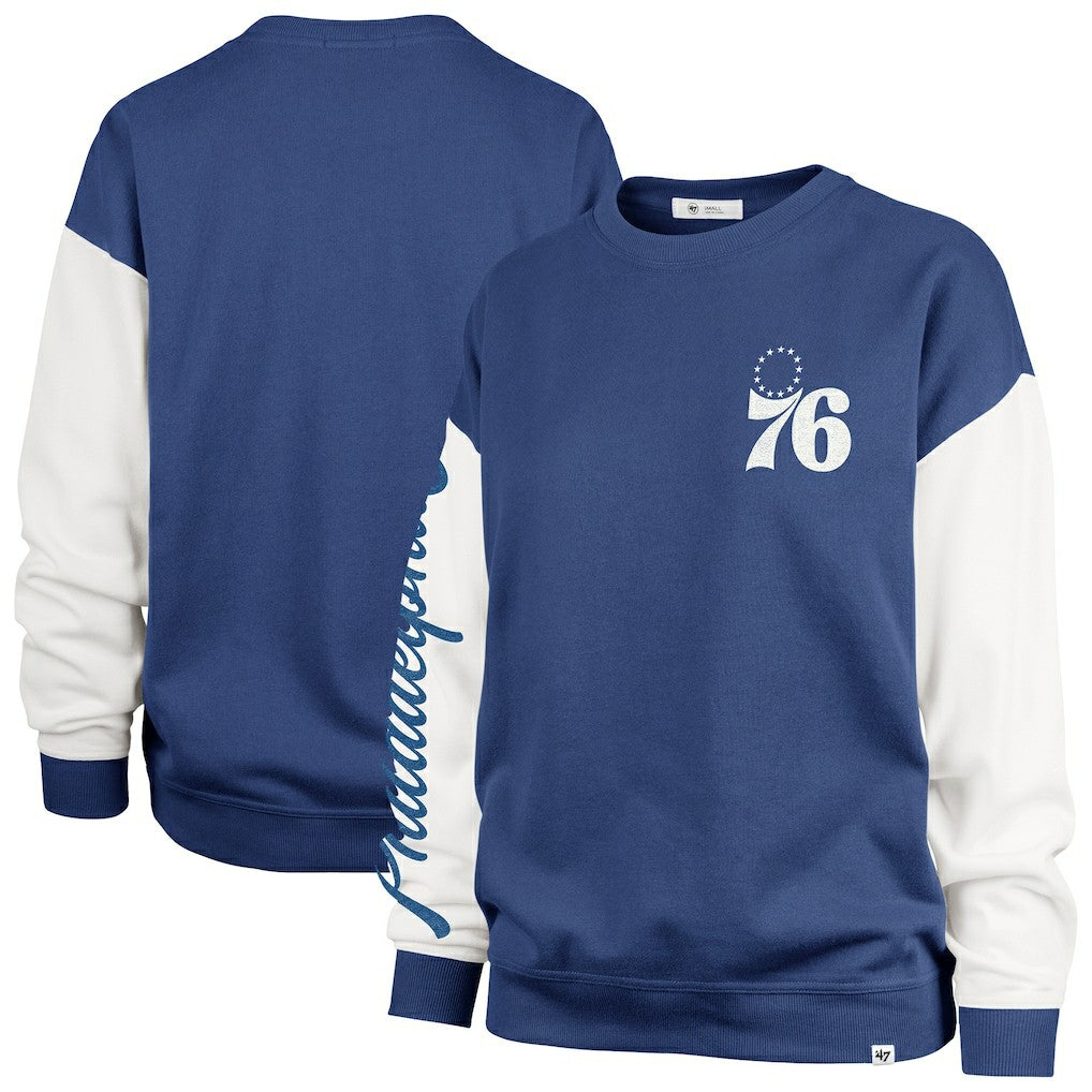 Philadelphia 76ers '47 Women's Plus Size Oversized Rise Andie Pullover Sweatshirt Royal