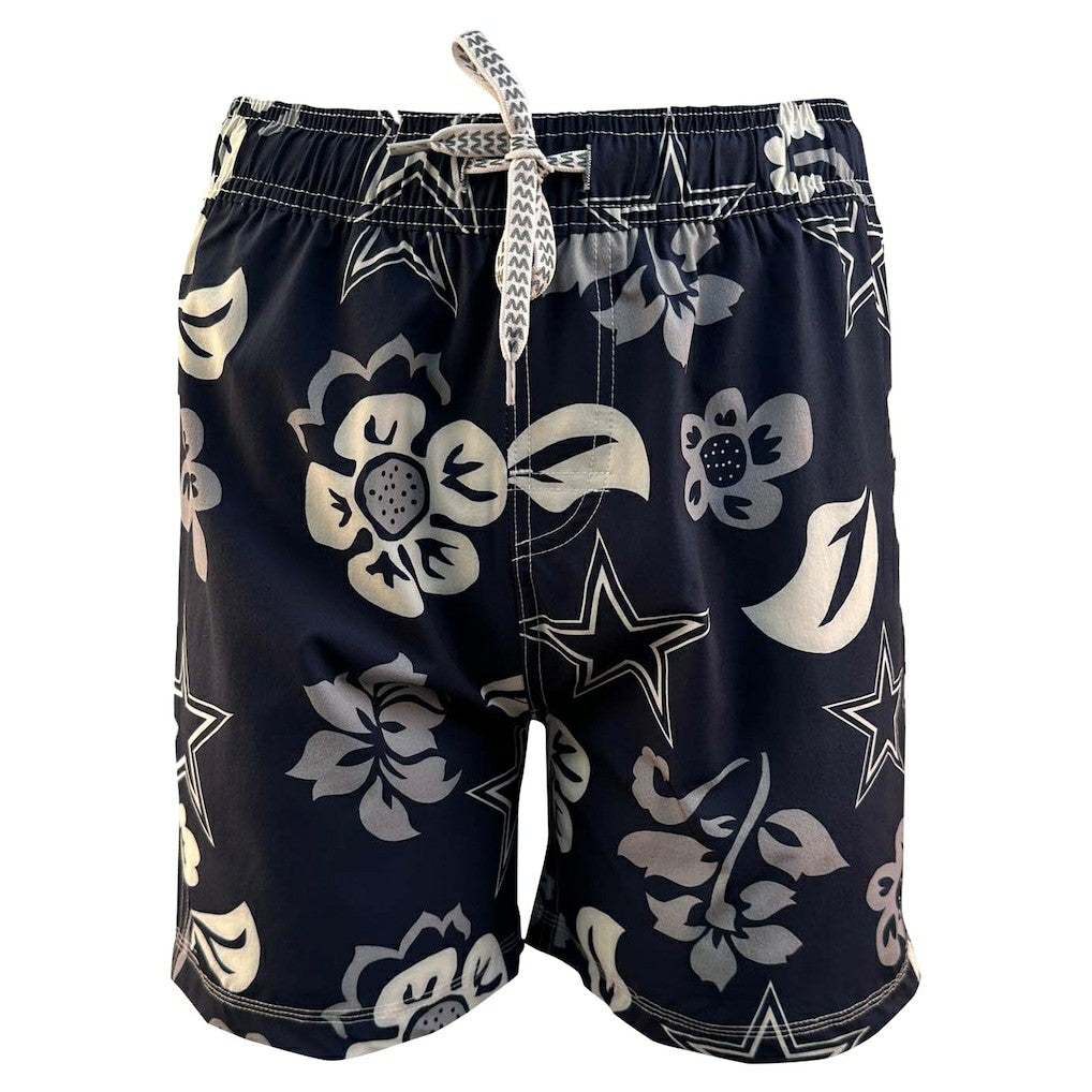 Dallas Cowboys Wes & Willy Youth Floral Volley Swim Trunks Navy
