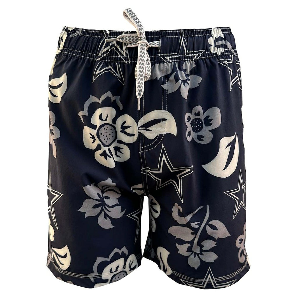 Dallas Cowboys Wes & Willy Youth Floral Volley Swim Trunks Navy