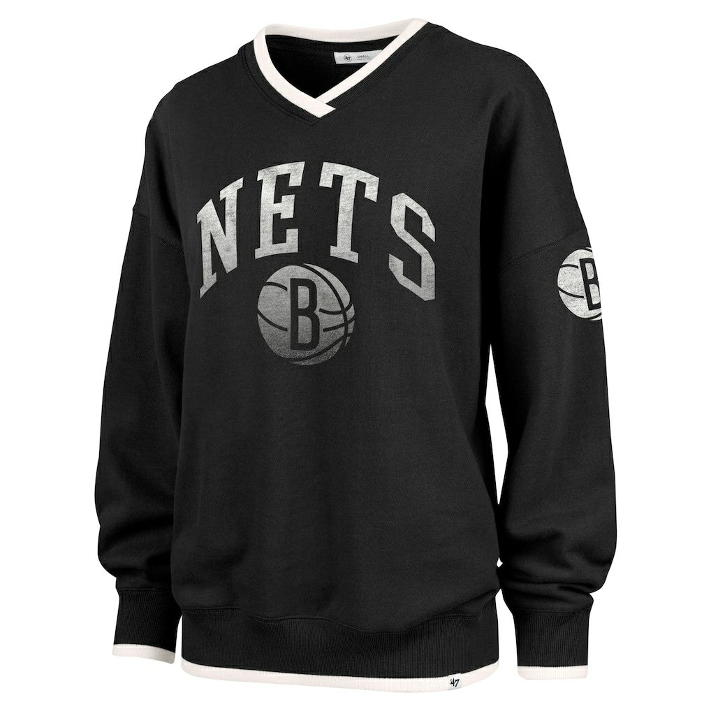 Brooklyn Nets '47 Women's Rise Wax Pack Daze '80s Oversize Pullover Sweatshirt Black