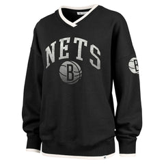 Brooklyn Nets '47 Women's Rise Wax Pack Daze '80s Oversize Pullover Sweatshirt Black