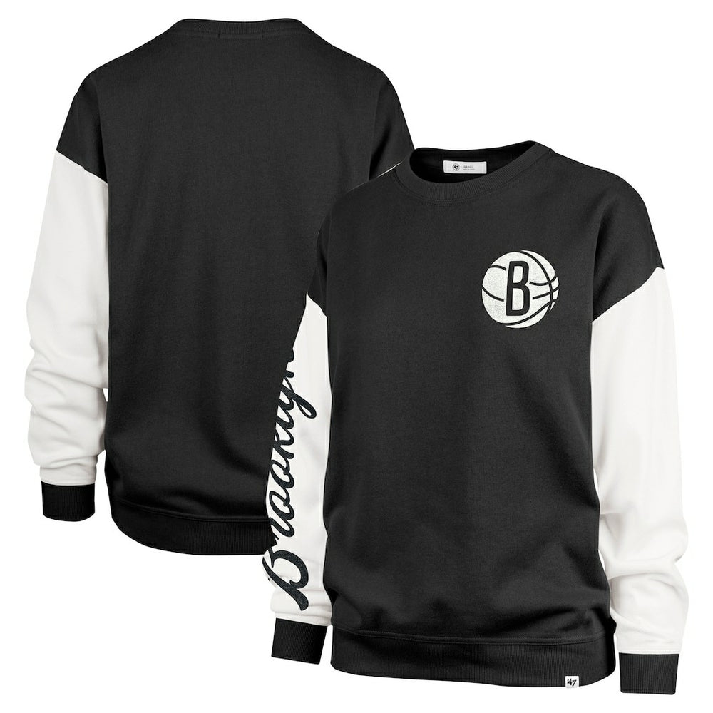 Brooklyn Nets '47 Women's Rise Andie Oversized Pullover Sweatshirt Black
