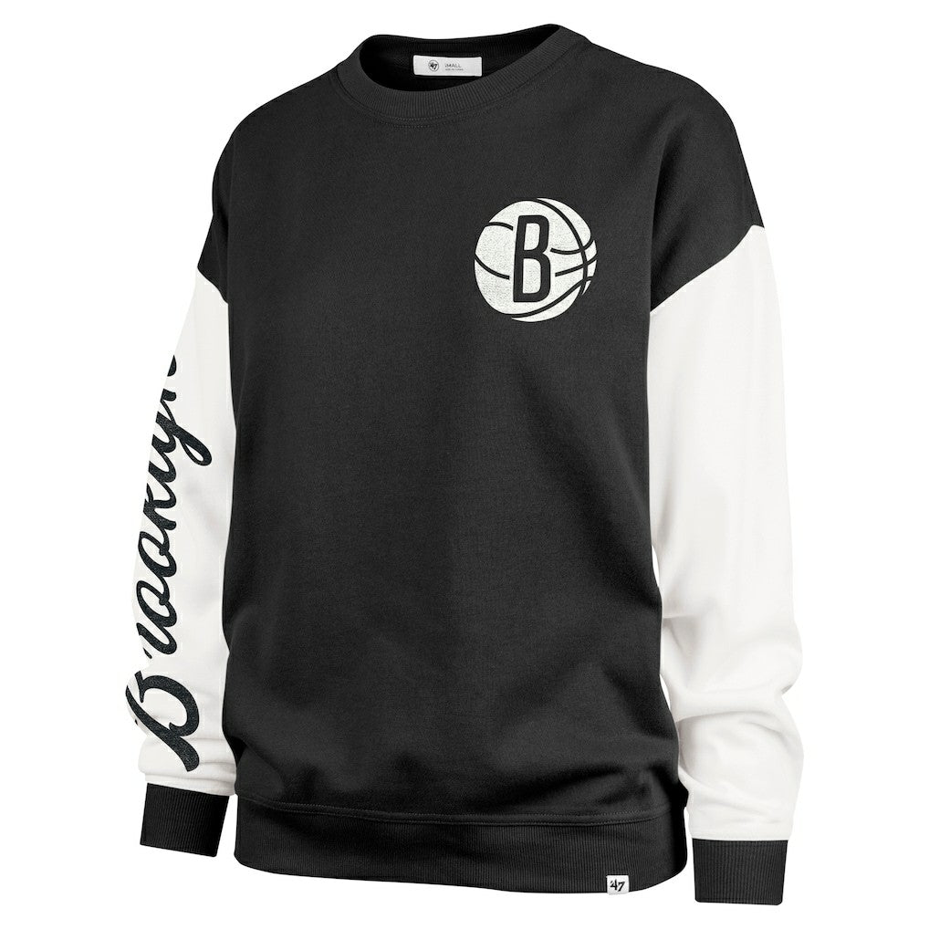 Brooklyn Nets '47 Women's Rise Andie Oversized Pullover Sweatshirt Black