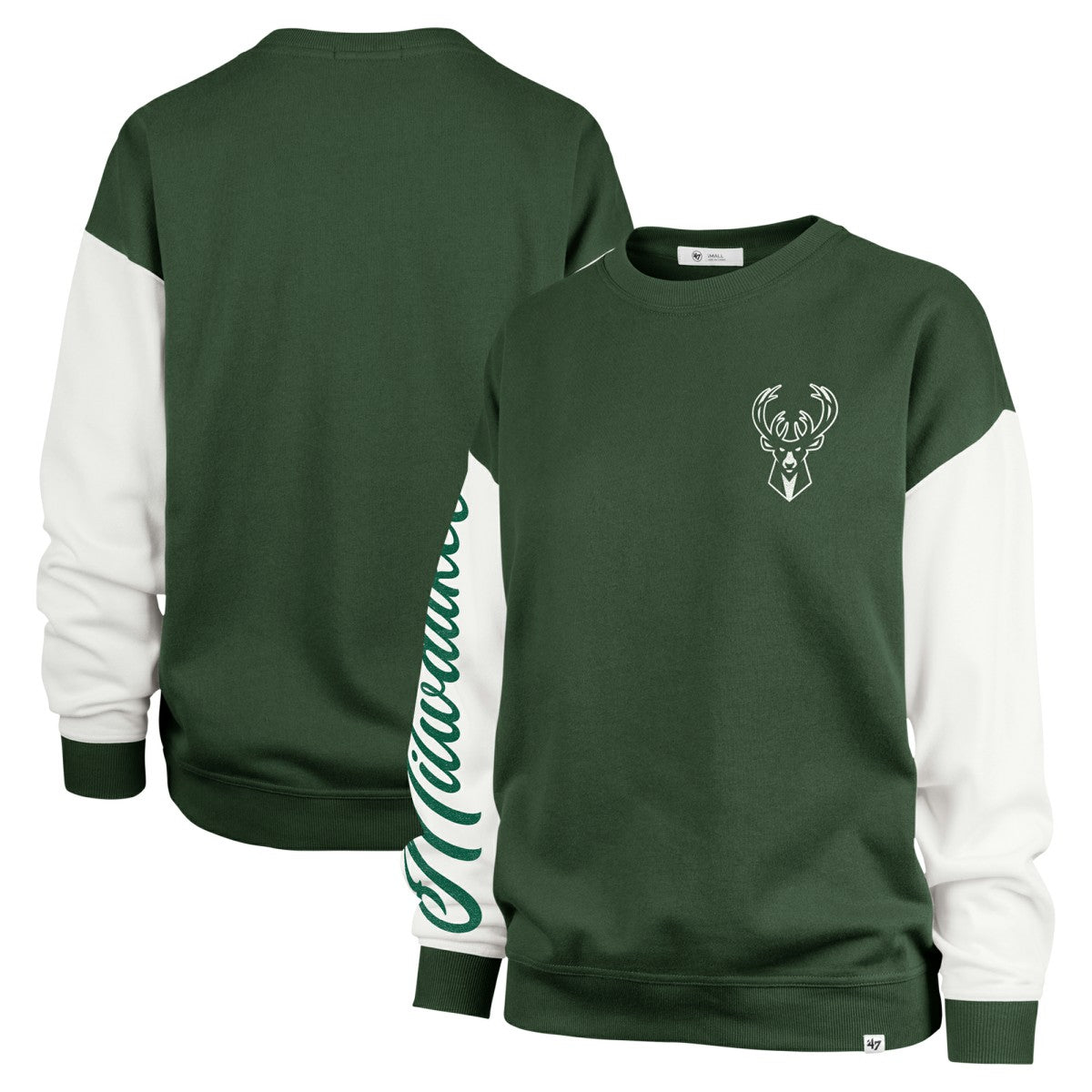 Milwaukee Bucks '47 Women's Rise Andie Oversized Pullover Sweatshirt Hunter Green