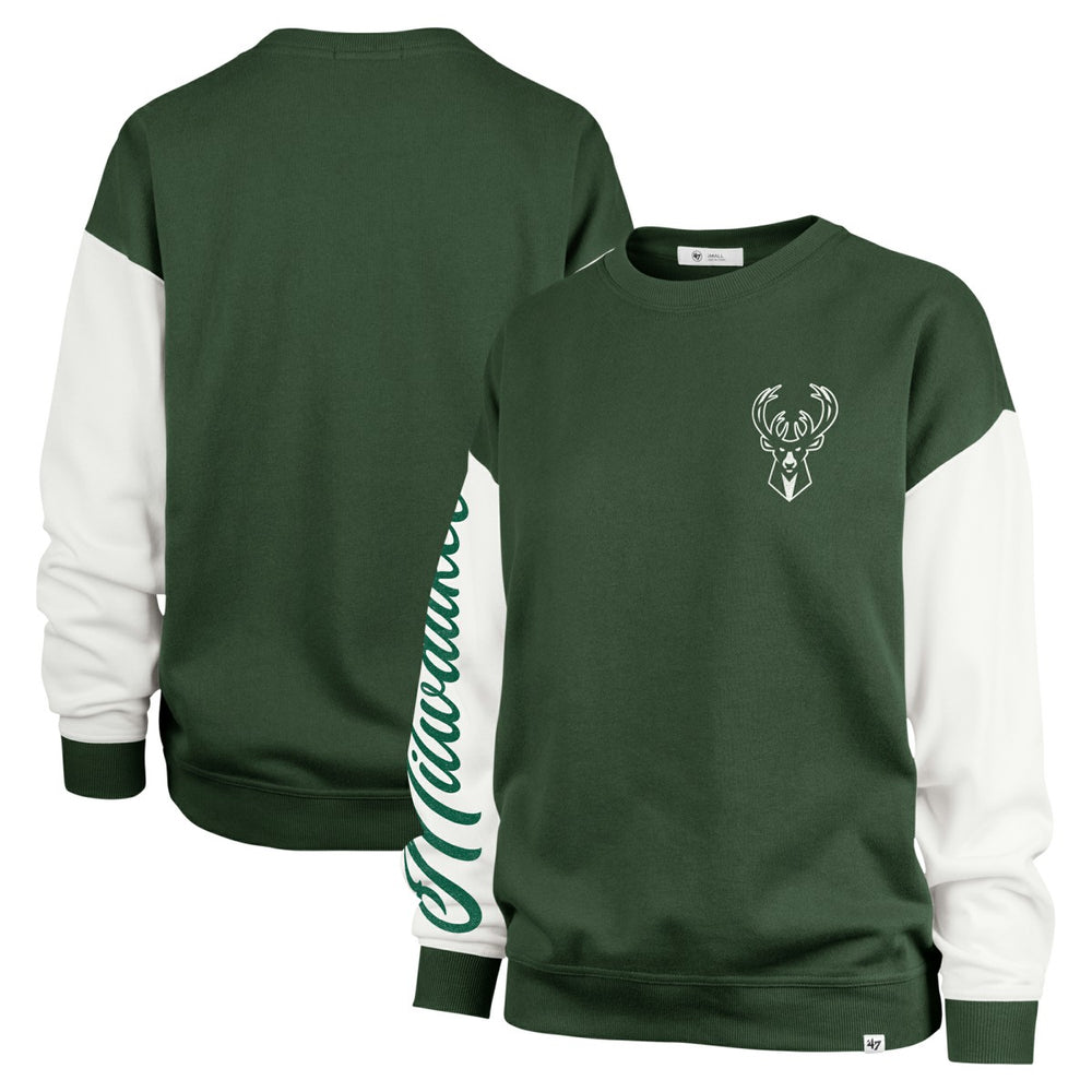 Milwaukee Bucks '47 Women's Rise Andie Oversized Pullover Sweatshirt Hunter Green