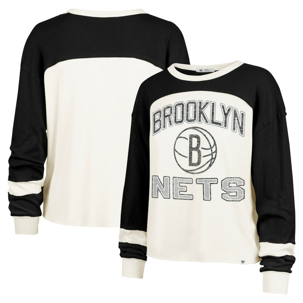 Brooklyn Nets '47 Women's Curve Raglan Long Sleeve T-Shirt Cream