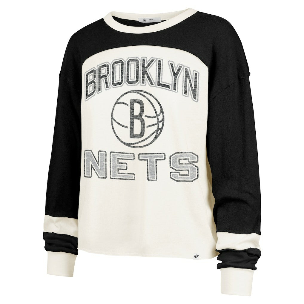 Brooklyn Nets '47 Women's Curve Raglan Long Sleeve T-Shirt Cream