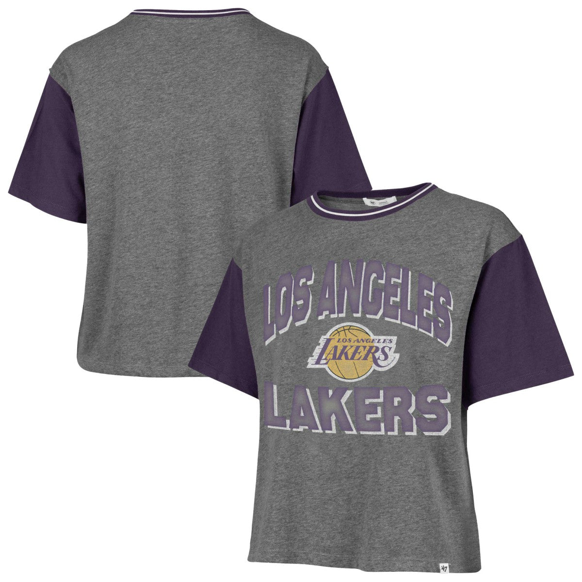 Los Angeles Lakers '47 Women's Rise Clubhouse Ziggy Color Block T-Shirt Gray