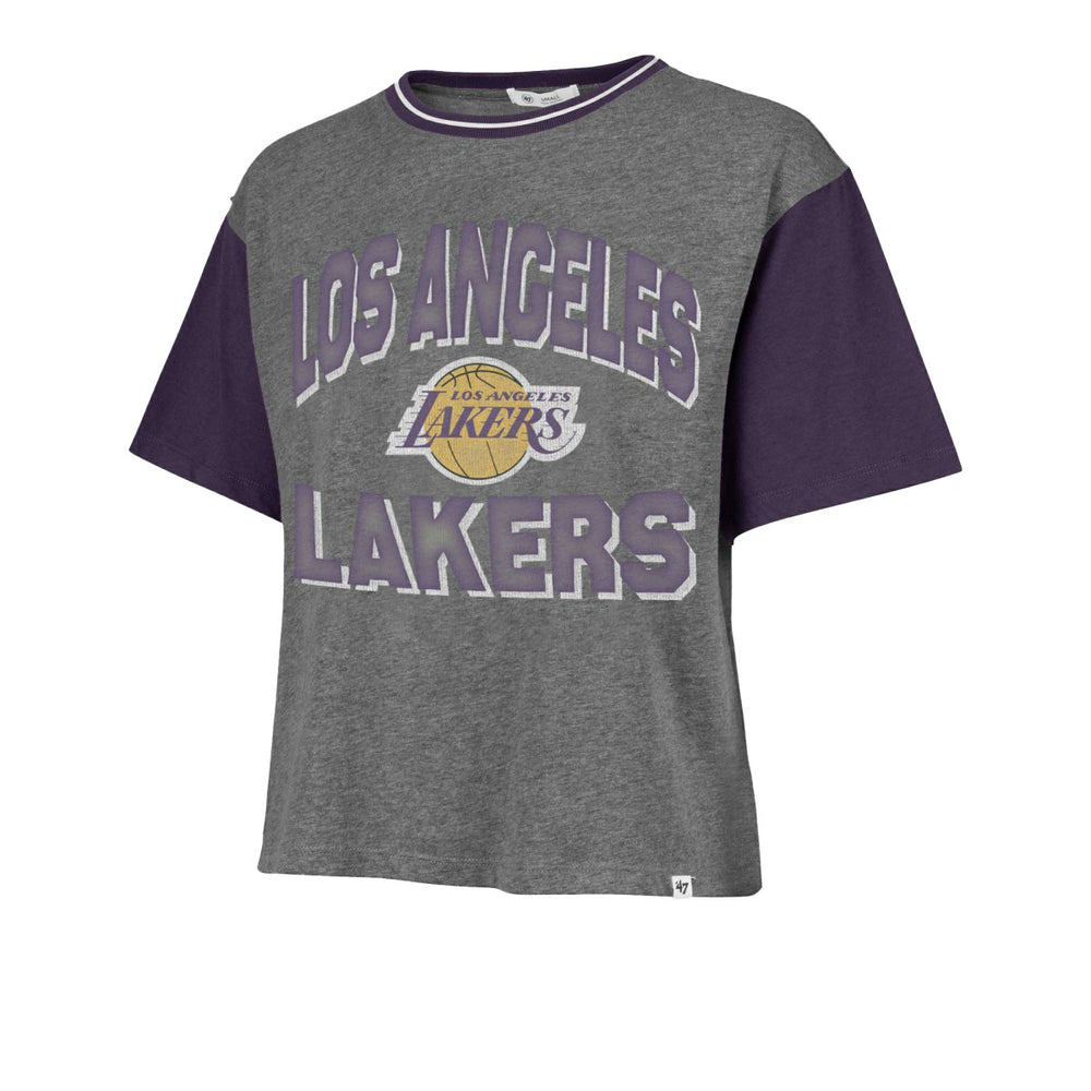 Los Angeles Lakers '47 Women's Rise Clubhouse Ziggy Color Block T-Shirt Gray