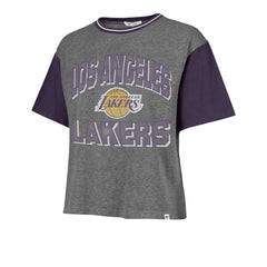 Los Angeles Lakers '47 Women's Rise Clubhouse Ziggy Color Block T-Shirt Gray