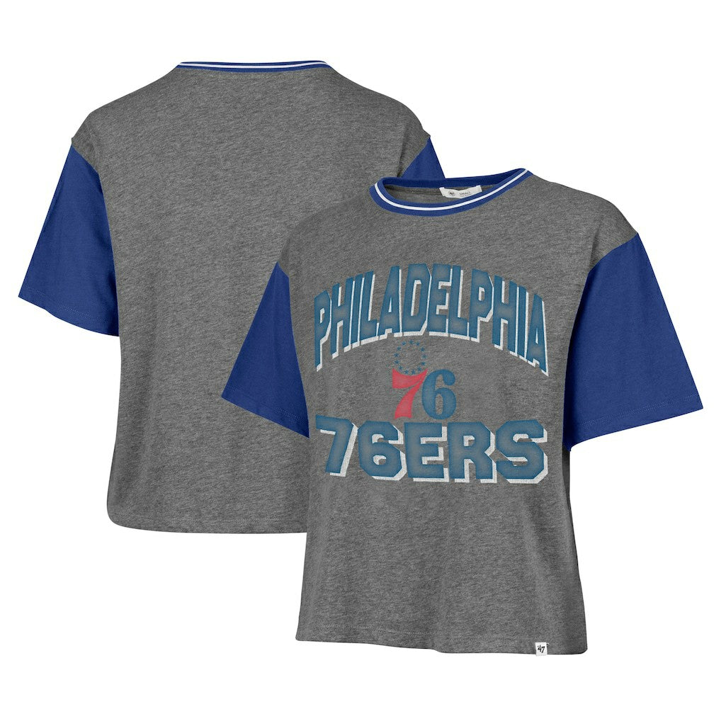 Philadelphia 76ers '47 Women's Rise Clubhouse Ziggy Color Block T-Shirt Gray