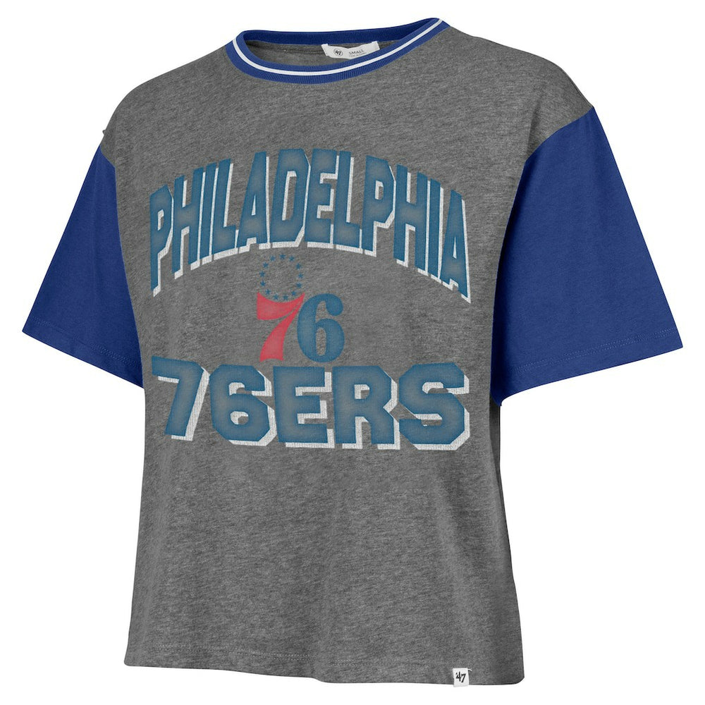Philadelphia 76ers '47 Women's Rise Clubhouse Ziggy Color Block T-Shirt Gray