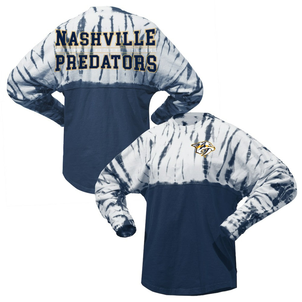 NHL Nashville Predators Spirit Jersey Unisex Crystal Half Dye Long Sleeve T-Shirt - Navy