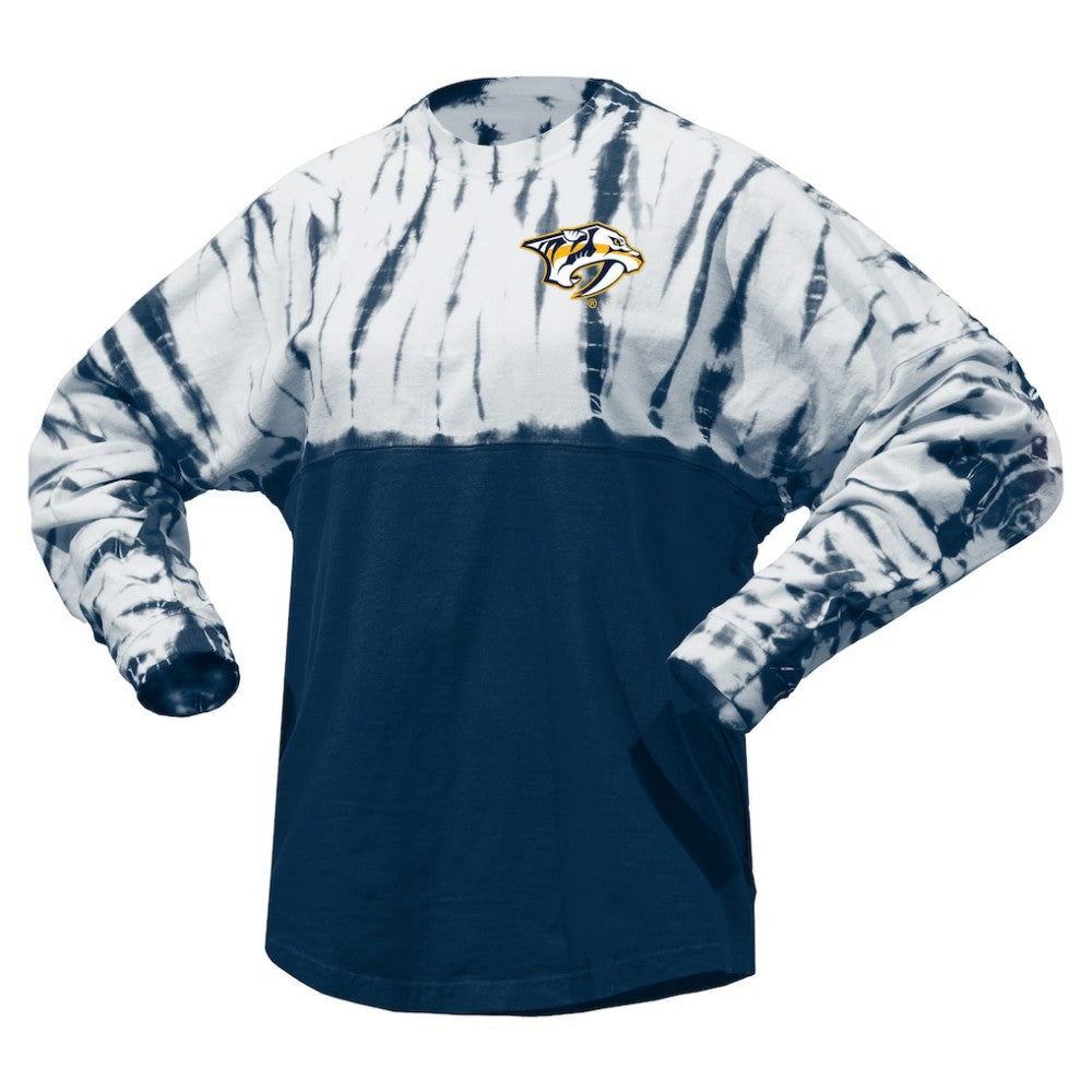 NHL Nashville Predators Spirit Jersey Unisex Crystal Half Dye Long Sleeve T-Shirt - Navy