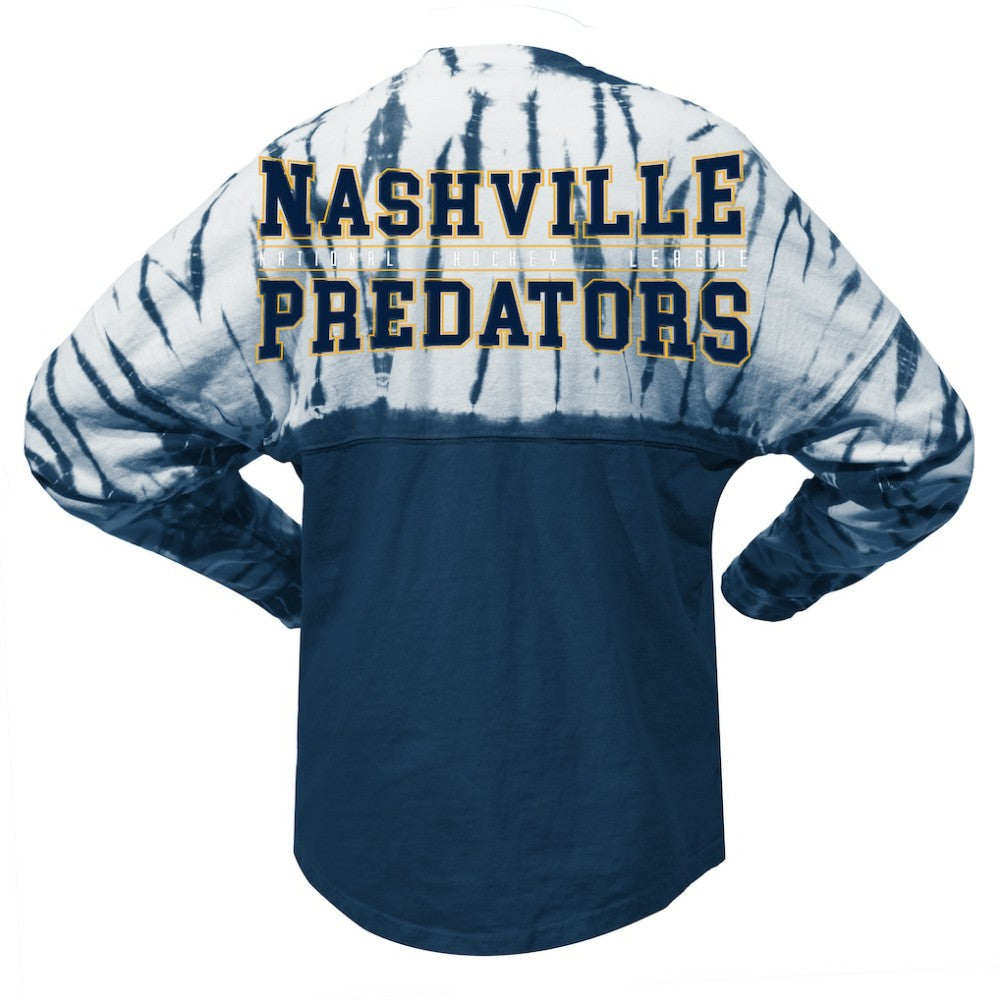 NHL Nashville Predators Spirit Jersey Unisex Crystal Half Dye Long Sleeve T-Shirt - Navy