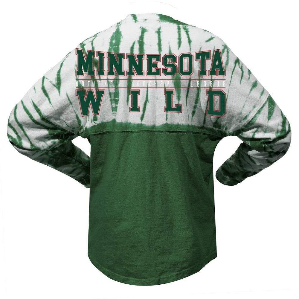 NHL Minnesota Wild Spirit Jersey Unisex Crystal Half Dye Long Sleeve T-Shirt - Green