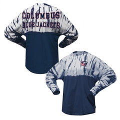 NHL Columbus Blue Jackets Spirit Jersey Unisex Crystal Half Dye Long Sleeve T-Shirt - Navy