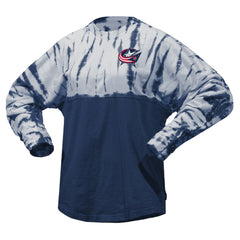 NHL Columbus Blue Jackets Spirit Jersey Unisex Crystal Half Dye Long Sleeve T-Shirt - Navy