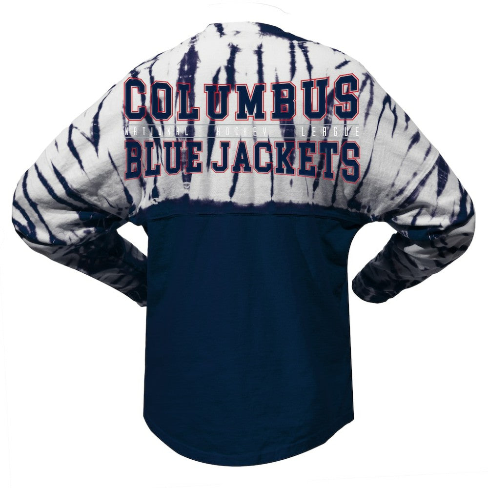 NHL Columbus Blue Jackets Spirit Jersey Unisex Crystal Half Dye Long Sleeve T-Shirt - Navy