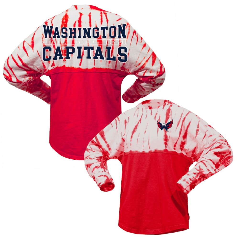 NHL Washington Capitals Spirit Jersey Unisex Crystal Half Dye Long Sleeve T-Shirt - Red