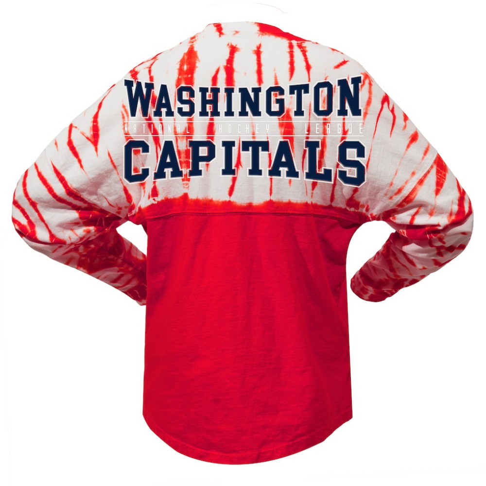 NHL Washington Capitals Spirit Jersey Unisex Crystal Half Dye Long Sleeve T-Shirt - Red