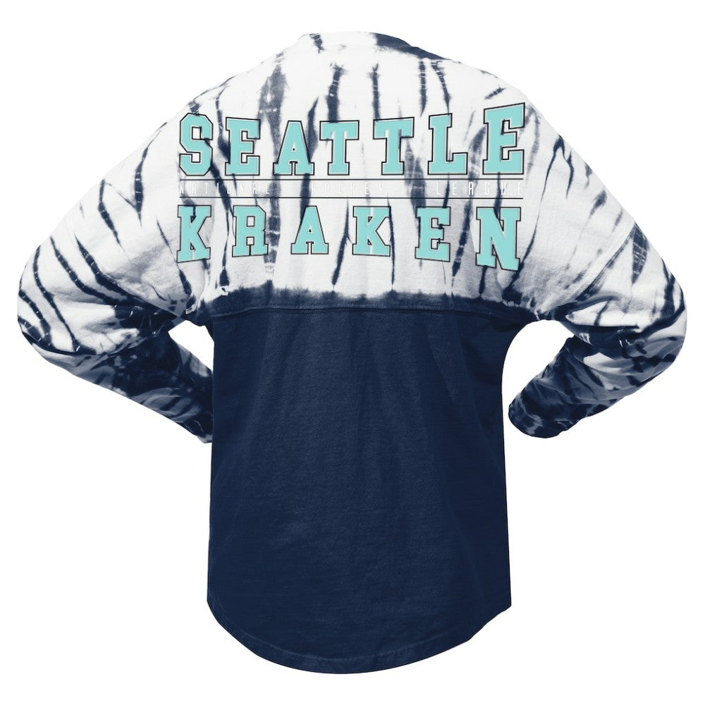 NHL Seattle Kraken Spirit Jersey Unisex Crystal Half Dye Long Sleeve T-Shirt - Deep Sea Blue