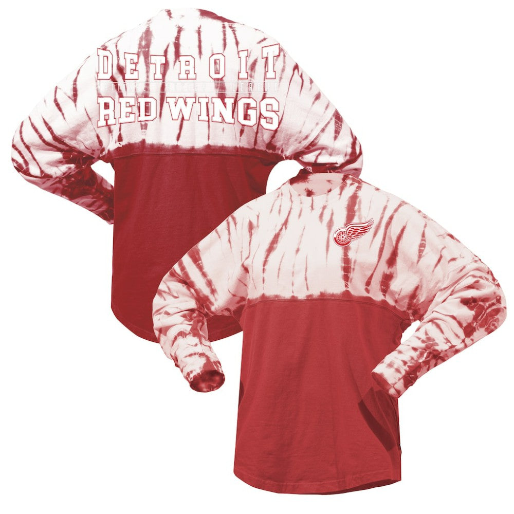 NHL Detroit Red Wings Spirit Jersey Unisex Crystal Half Dye Long Sleeve T-Shirt - Red