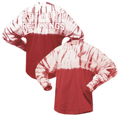 NHL Detroit Red Wings Spirit Jersey Unisex Crystal Half Dye Long Sleeve T-Shirt - Red