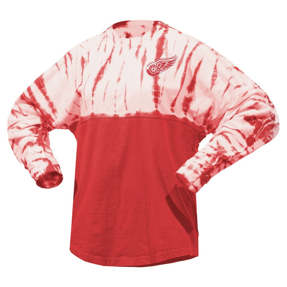 NHL Detroit Red Wings Spirit Jersey Unisex Crystal Half Dye Long Sleeve T-Shirt - Red