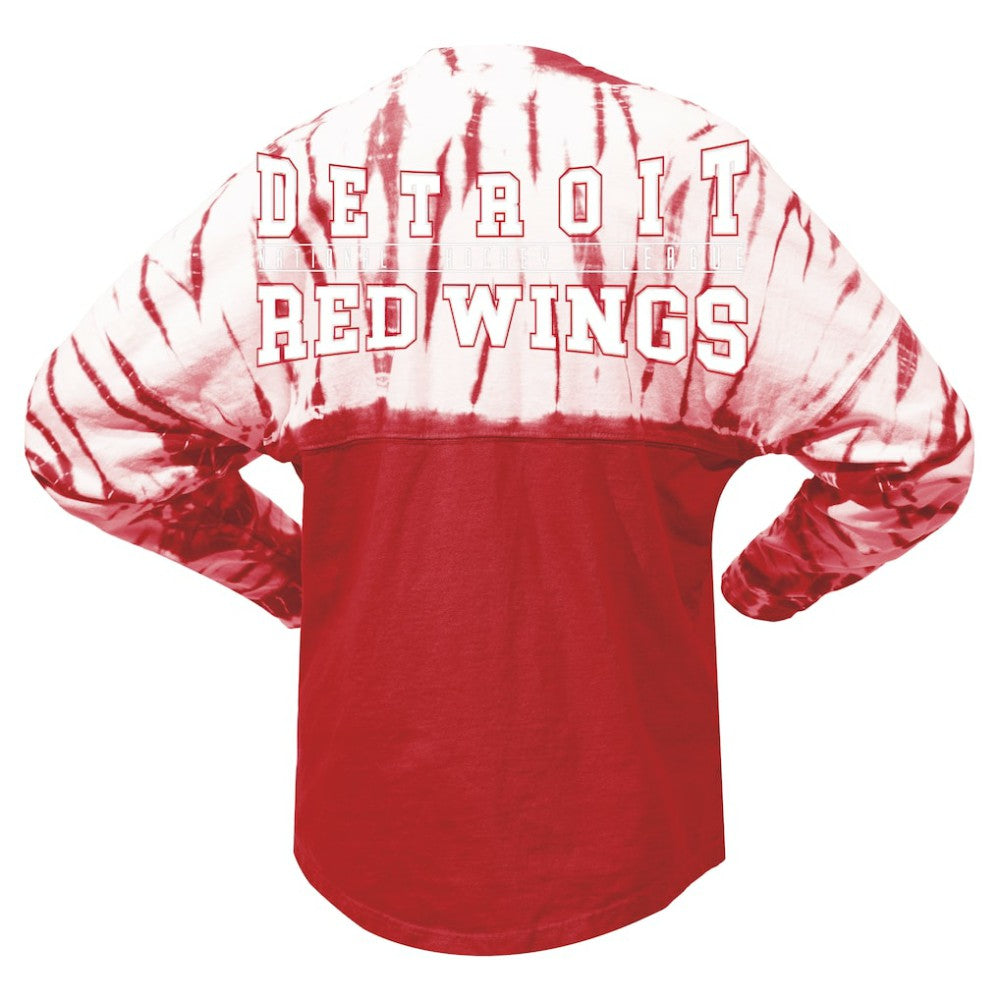 NHL Detroit Red Wings Spirit Jersey Unisex Crystal Half Dye Long Sleeve T-Shirt - Red