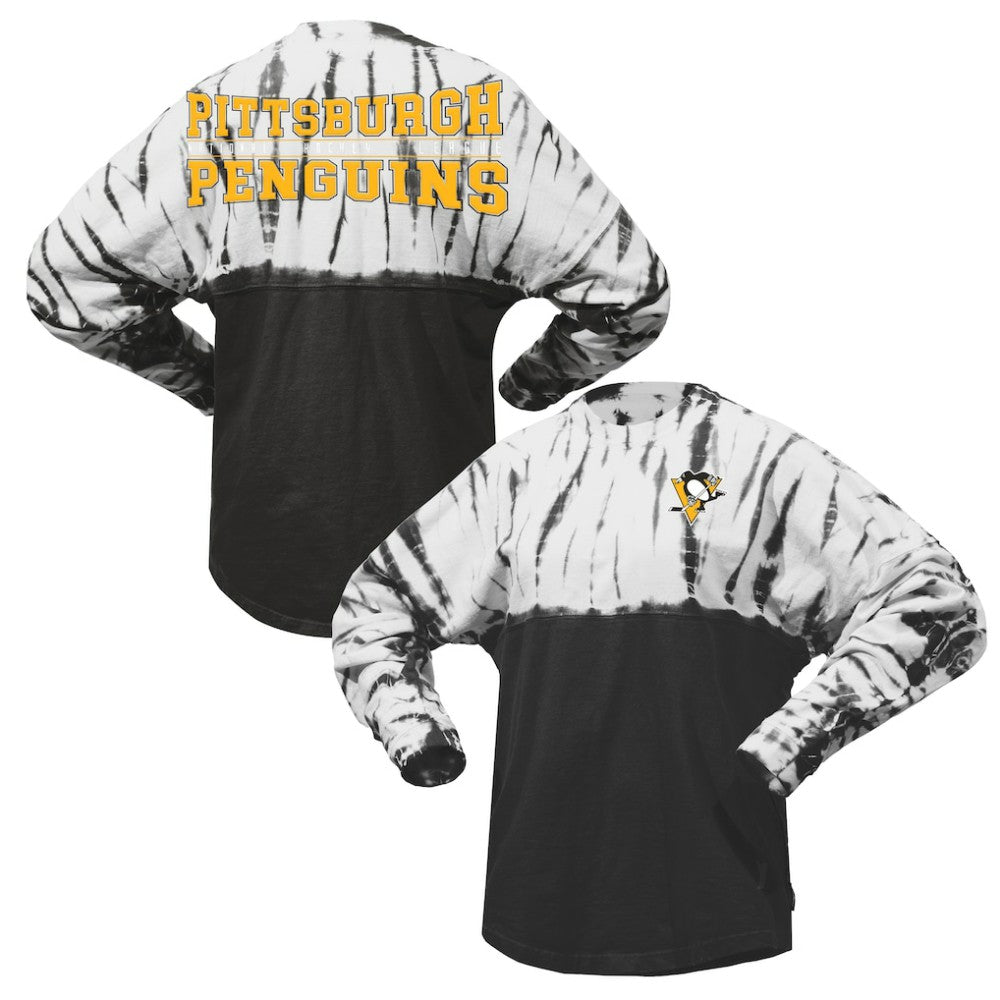 NHL Pittsburgh Penguins Spirit Jersey Unisex Crystal Half Dye Long Sleeve T-Shirt - Black