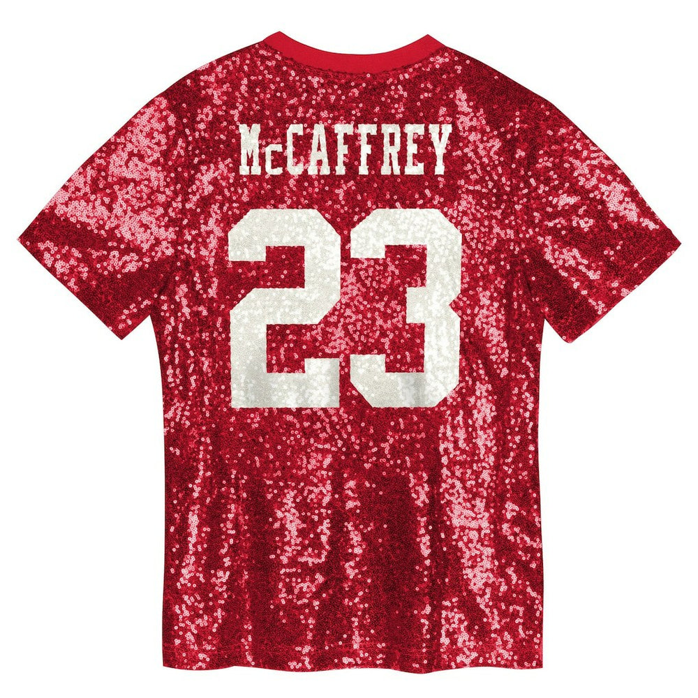 Christian McCaffrey San Francisco 49ers Women's Player Name & Number V-Neck Fashion Jersey Scarlet