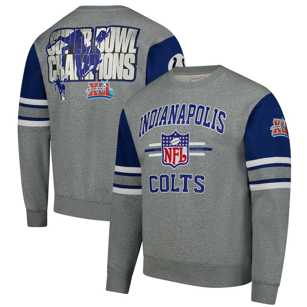 Indianapolis Colts All Over 4.0 Vintage Logo Pullover Sweatshirt Heather Gray