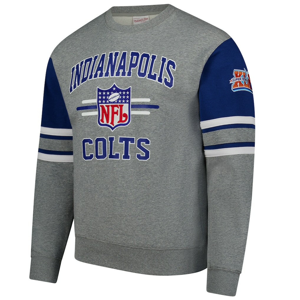 Indianapolis Colts All Over 4.0 Vintage Logo Pullover Sweatshirt Heather Gray