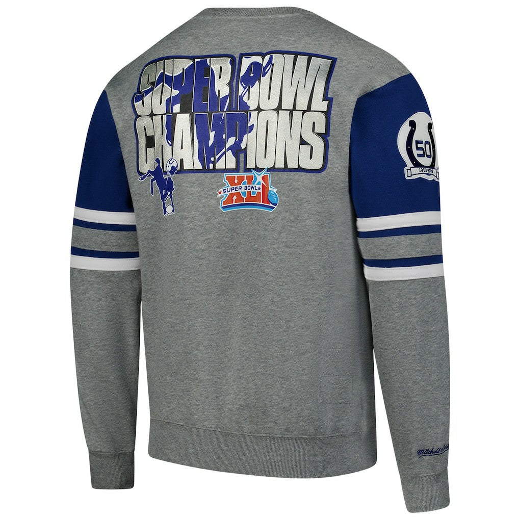 Indianapolis Colts All Over 4.0 Vintage Logo Pullover Sweatshirt Heather Gray