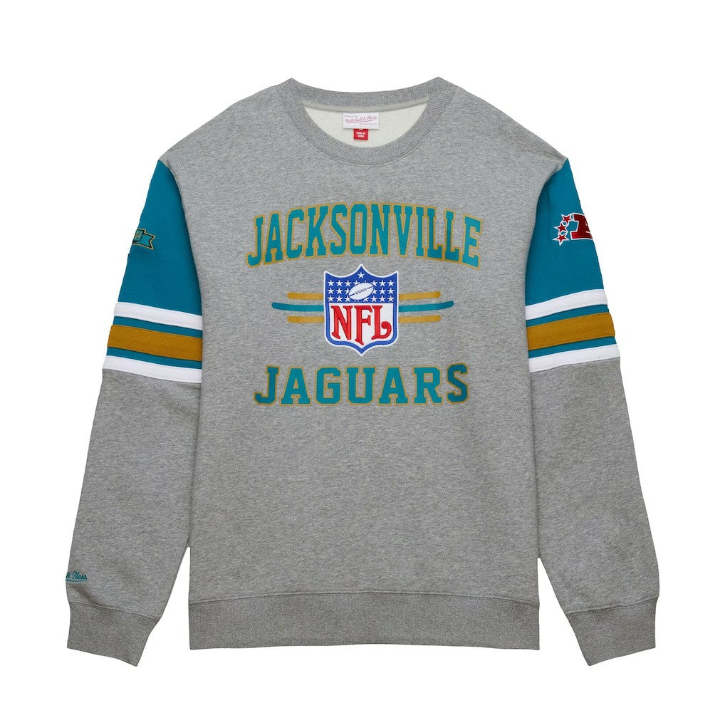 Jacksonville Jaguars All Over 4.0 Vintage Logo Pullover Sweatshirt Heather Gray