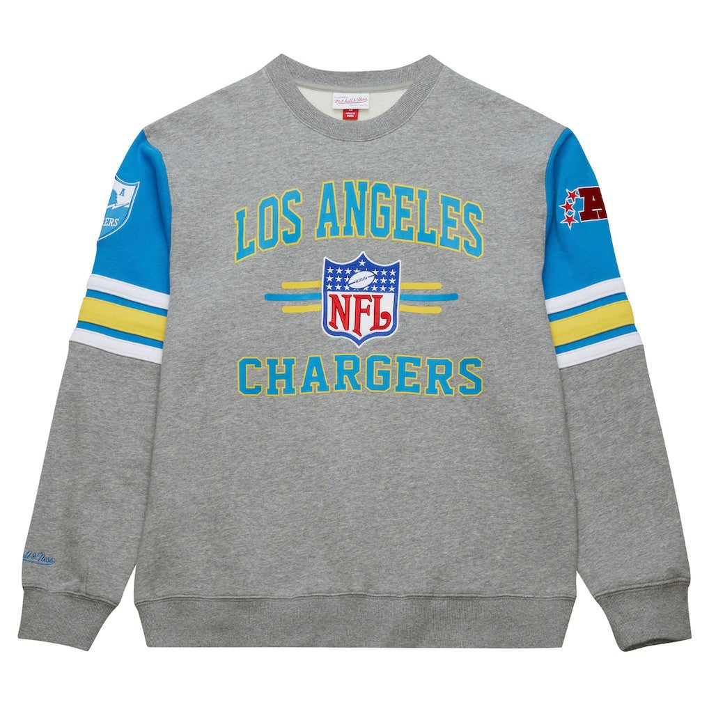 Los Angeles Chargers All Over 4.0 Vintage Logo Pullover Sweatshirt Heather Gray