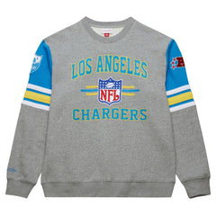 Los Angeles Chargers All Over 4.0 Vintage Logo Pullover Sweatshirt Heather Gray