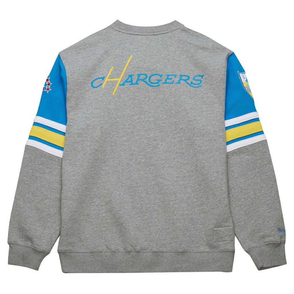 Los Angeles Chargers All Over 4.0 Vintage Logo Pullover Sweatshirt Heather Gray