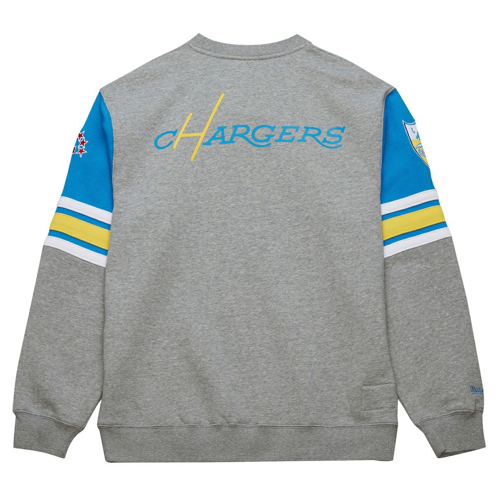 Los Angeles Chargers All Over 4.0 Vintage Logo Pullover Sweatshirt Heather Gray