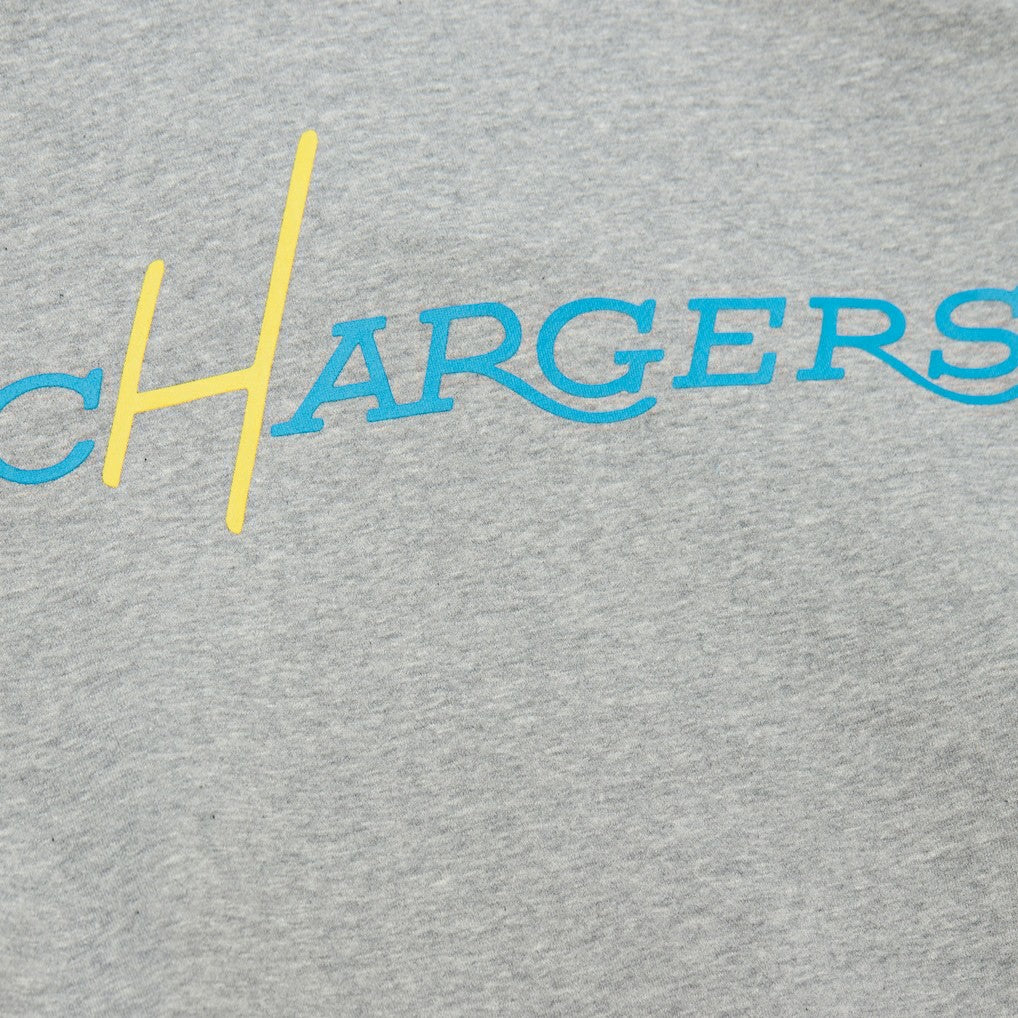 Los Angeles Chargers All Over 4.0 Vintage Logo Pullover Sweatshirt Heather Gray