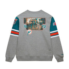 Miami Dolphins All Over 4.0 Vintage Logo Pullover Sweatshirt Heather Gray