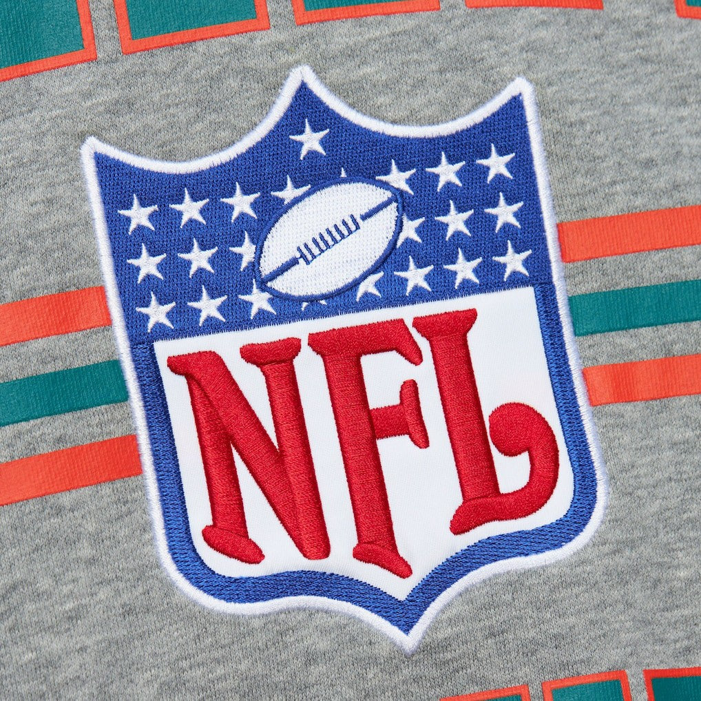 Miami Dolphins All Over 4.0 Vintage Logo Pullover Sweatshirt Heather Gray