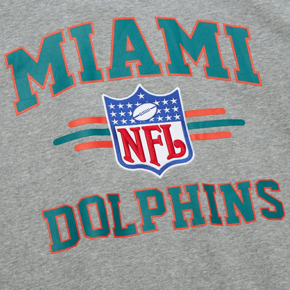 Miami Dolphins All Over 4.0 Vintage Logo Pullover Sweatshirt Heather Gray