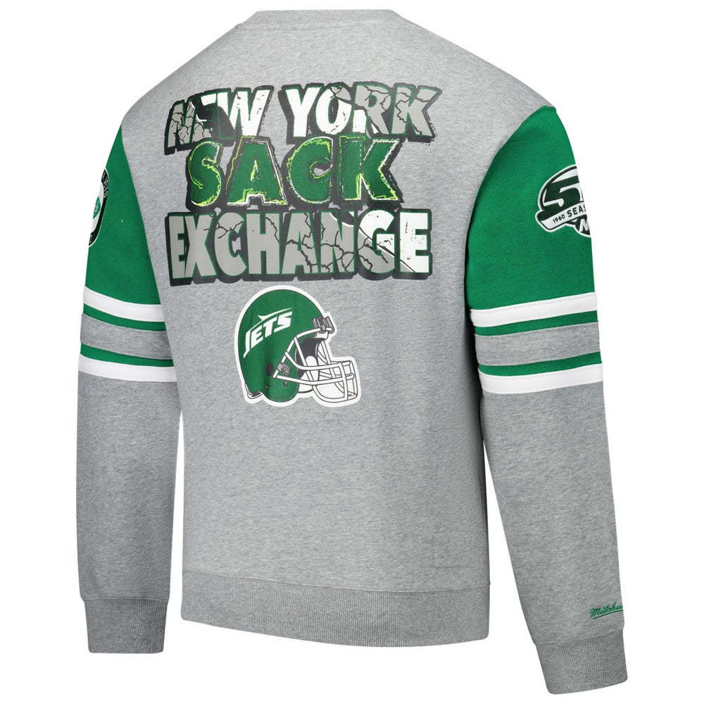 New York Jets All Over 4.0 Vintage Logo Pullover Sweatshirt Heather Gray