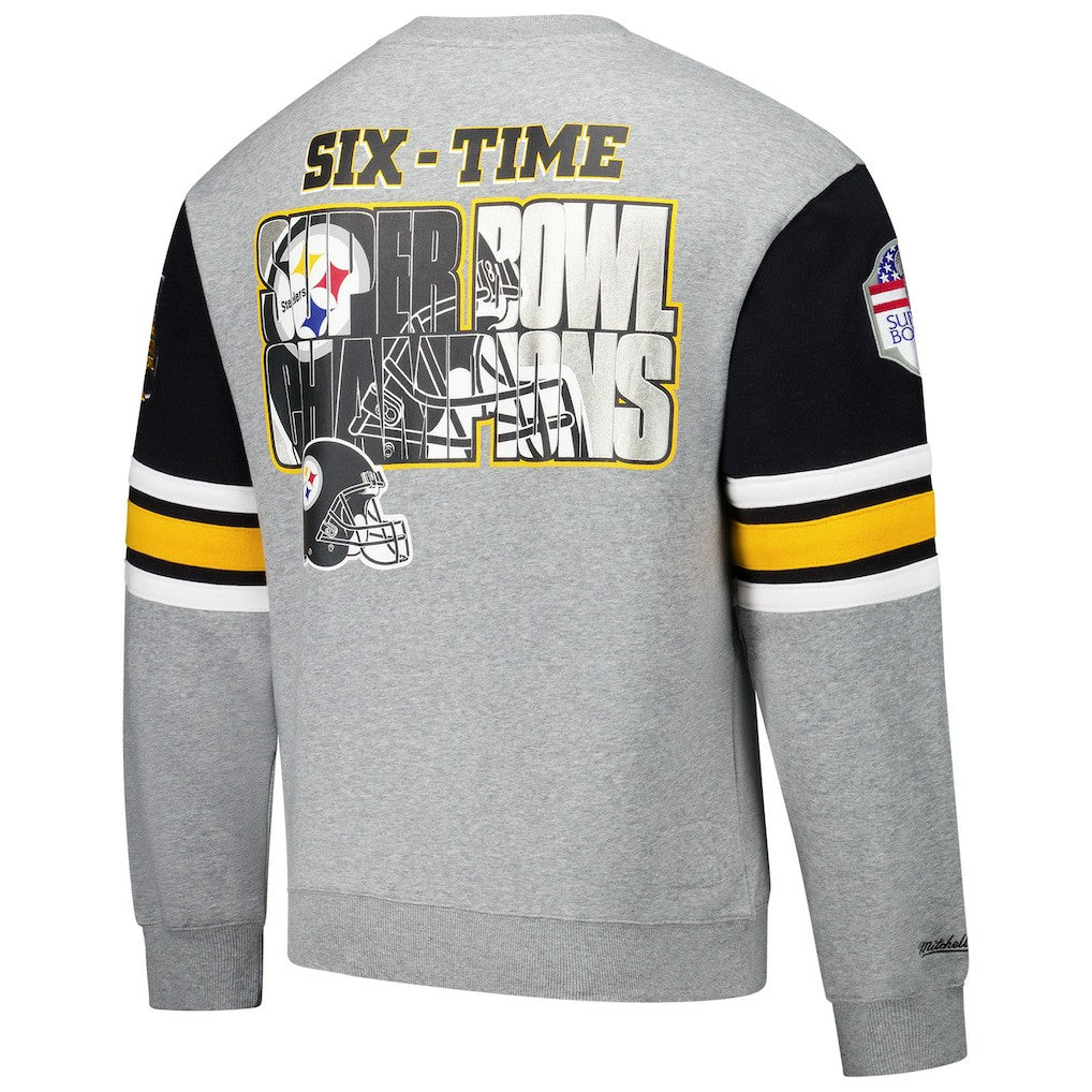 Pittsburgh Steelers All Over 4.0 Vintage Logo Pullover Sweatshirt Heather Gray