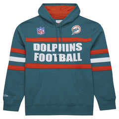 Miami Dolphins Vintage Logo Head Coach Fleece Pullover Hoodie Aqua